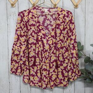 𝅺CASLON BNWT Printed Tie Front Blouse XSmall